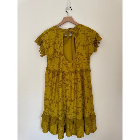 Anthropologie Ruffle Knit Mini Dress in Golden Yellow. Small - Picture 7 of 10